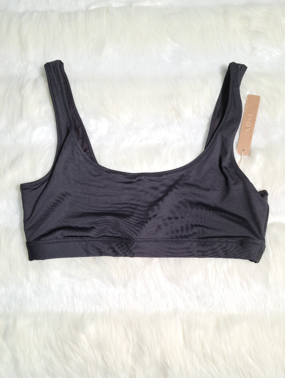 SKIMS Signature Swim Tank Bikini Top Black Onyx Women Medium NEW